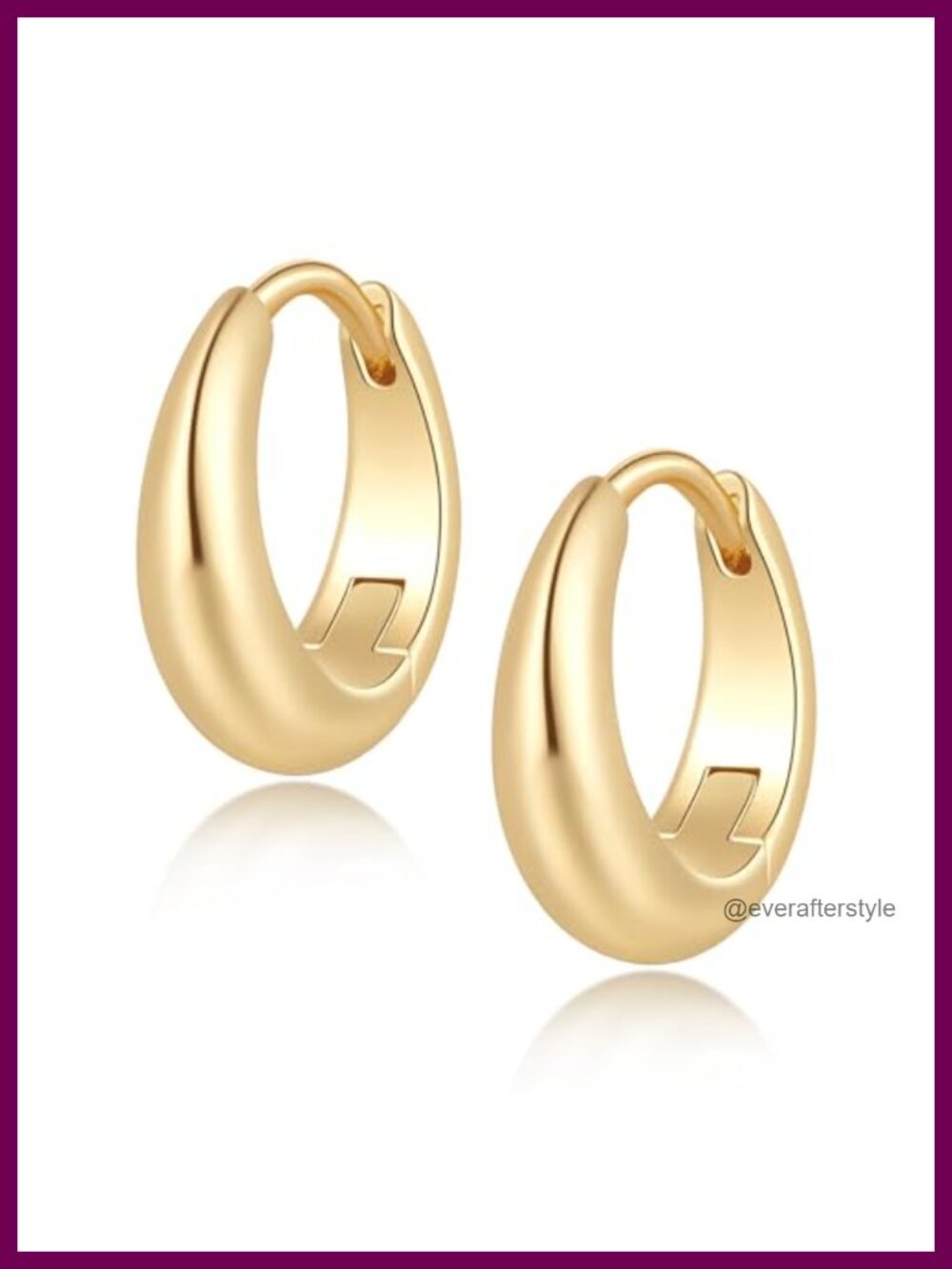 14K Gold Plated Hoop Earrings 18mm Push Back